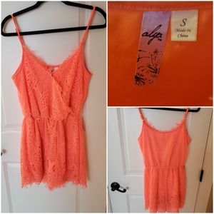 Lace overlay romper